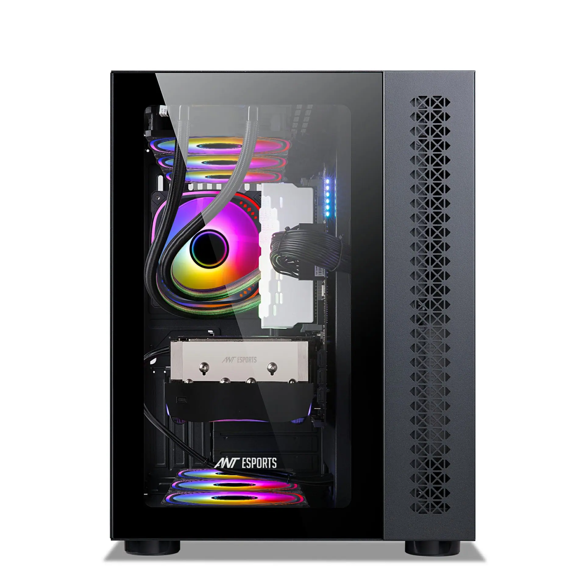 Ant Esports Gaming Cabinet Crystal ARGB Dual Chamber Black view 2